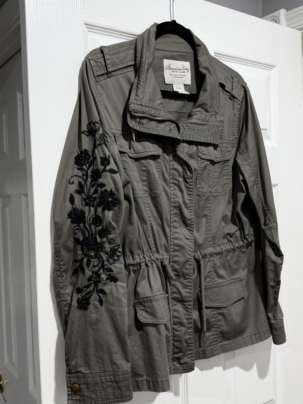Olive Embroidered Utility Jacket